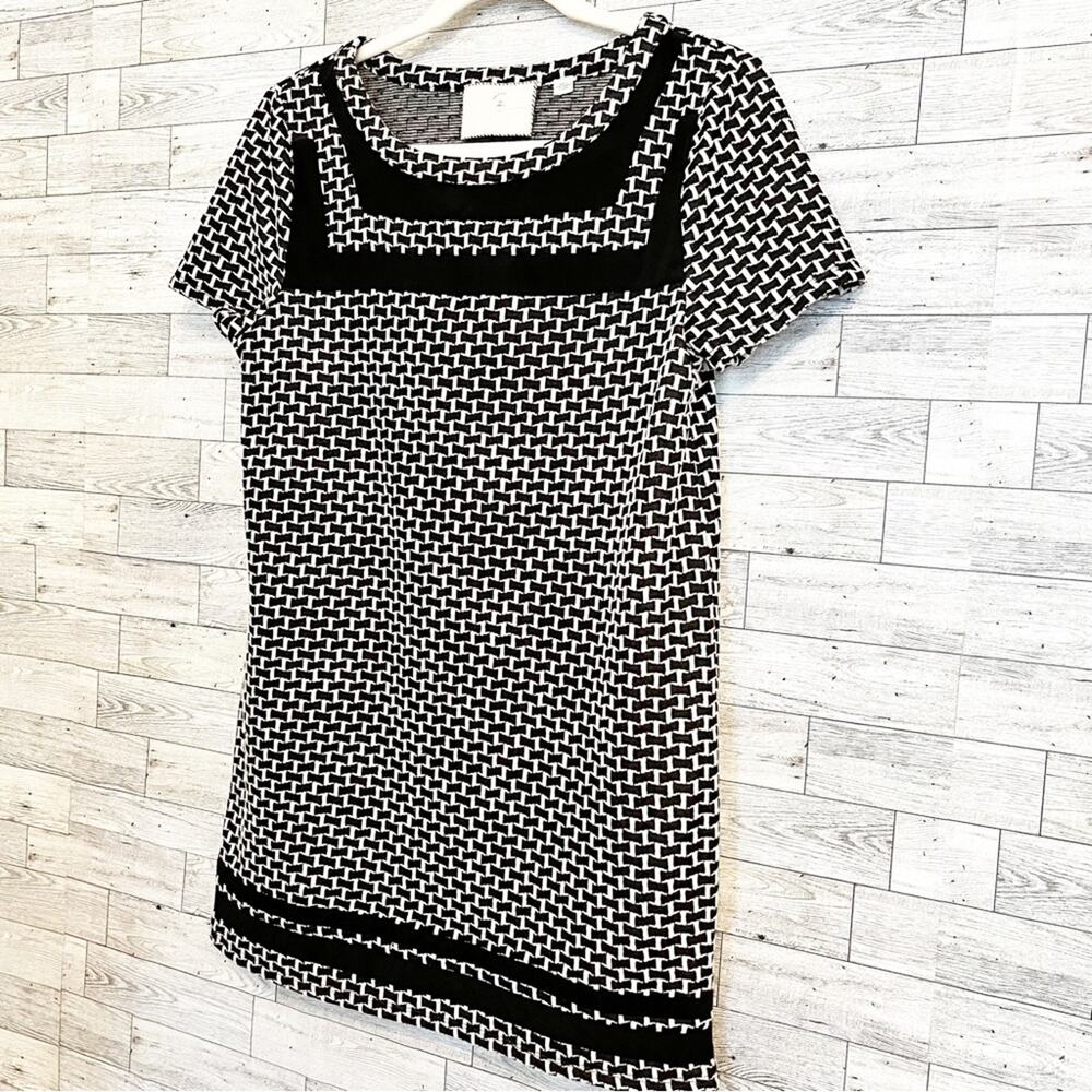 Anthropologie Postmark Basketweave Tunic Top Black White Size Small - Picture 4 of 9